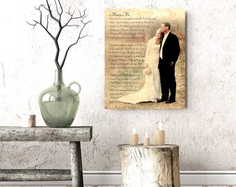 Wood Anniversary Gift, Wedding Photo on Wood, Wedding vows with photo, 5 Year Anniversary Gift for Him, 5th Anniversary Wood, Photo on Wood