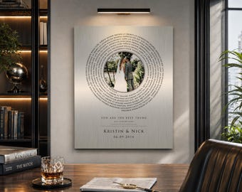 Tin Anniversary Gift for Wife, 10th Anniversary Gift for Husband, Custom Song Record with Portrait: First Dance Art, Tin Photo