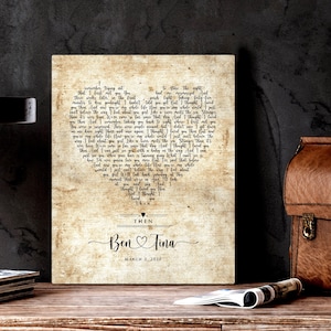Personalized Cotton Anniversary Wall Art, Our Song on Cotton, 2nd wedding anniversary, Song Lyric art, Cotton Anniversary Gift, Monogrammed