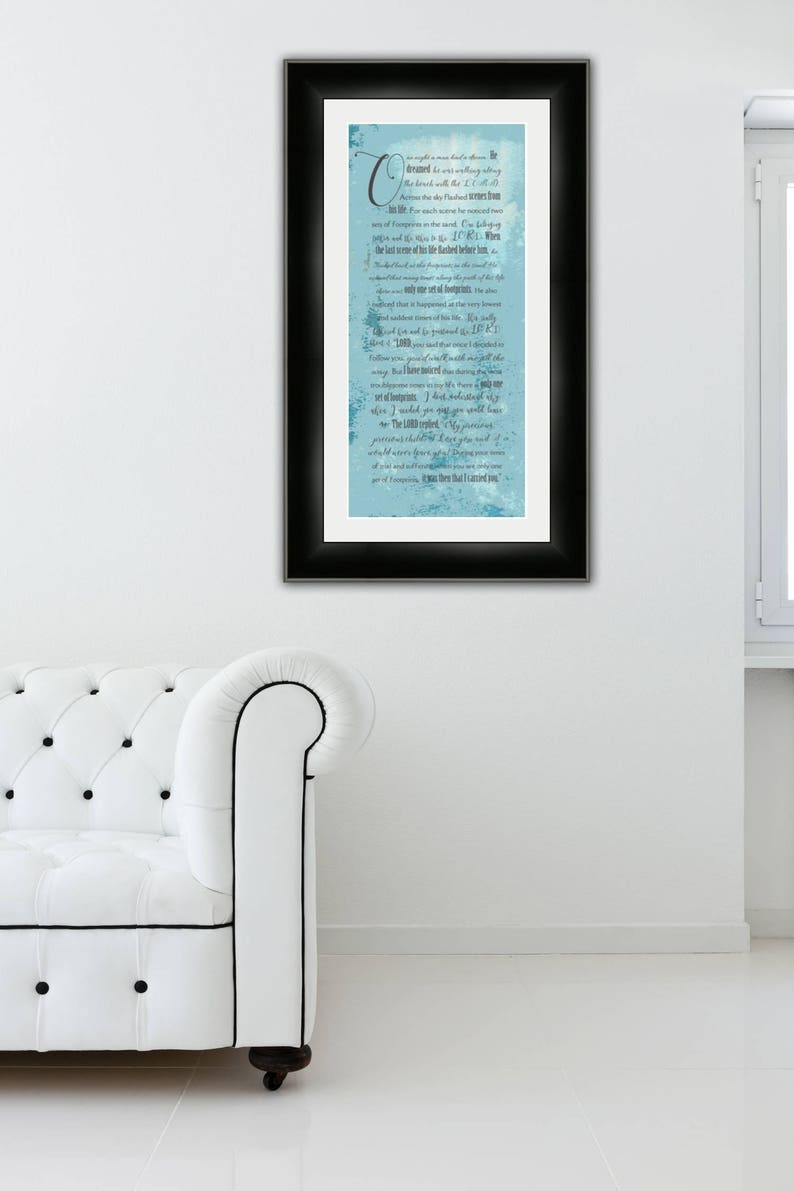 Framed Footprints in the Sand Christian Wall Art Gift Etsy