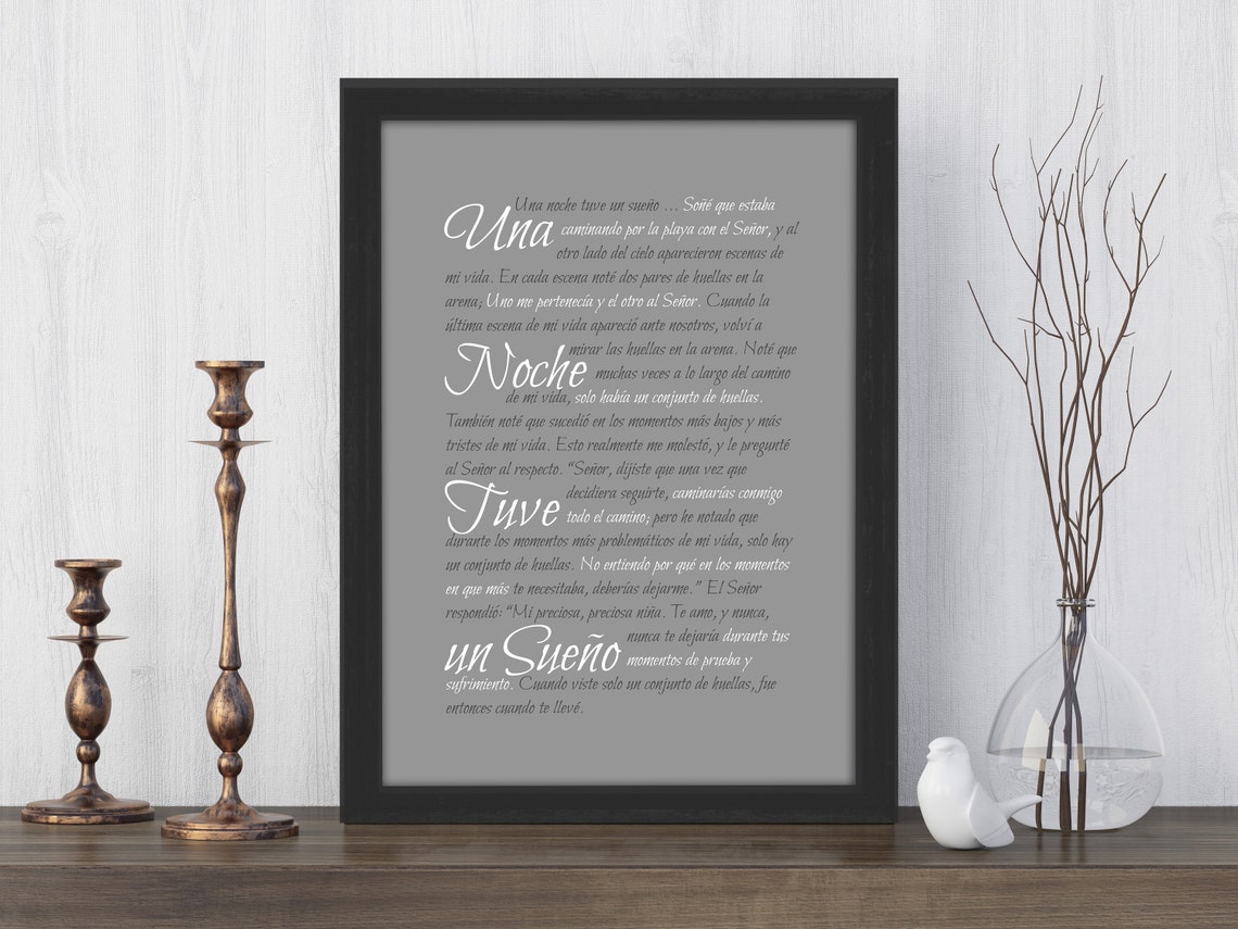 Footprints Poem in Spanish Framed Footprints in the Sand Etsy