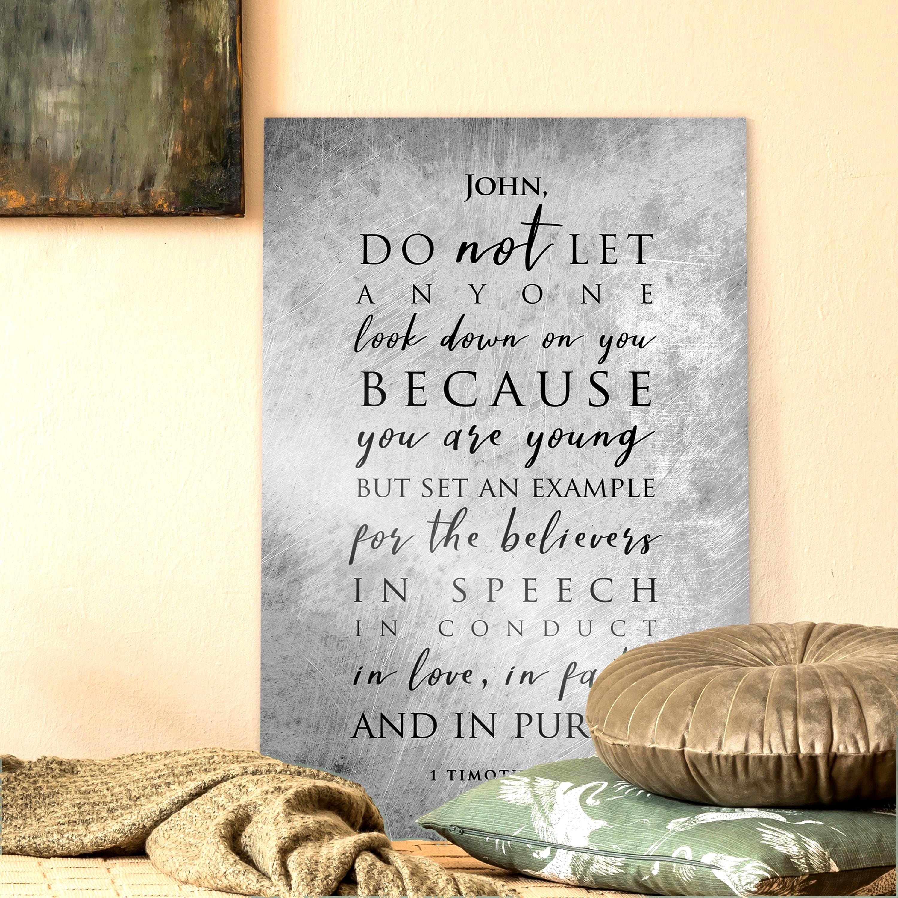 Personalized 1 Timothy 4:12 Metal Scripture Wall Art, Christian Gift - Etsy