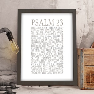 Psalm 23 Poster, Framed Scripture Print, Bible Verse Print, The Lord is my Shepherd, christian gift,  inspirational, friend, Psalm 23 Art