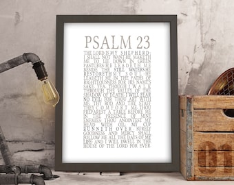 Psalm 23 Scripture Print: The Lord is my Shepherd, Framed Christian Art