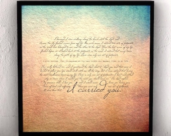 Poema de huellas en la arena: Impresión de acuarela enmarcada para la playa