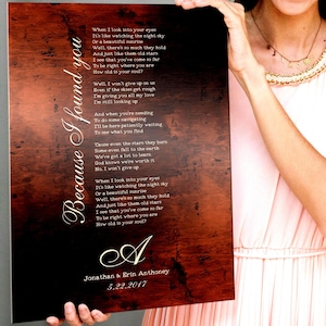 Bronze Wedding Song Art, Personalized Song Plaque, Custom Lyrics Sign, 8th Anniversary Gift for wife, 1st Dance lyrics, Bronze Anniversary