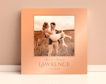 Regalo de cobre para hombres, regalo de cobre para mujeres, regalo con foto, regalo de 7º aniversario de bodas para él, regalos de 22º aniversario para ella, foto en cobre