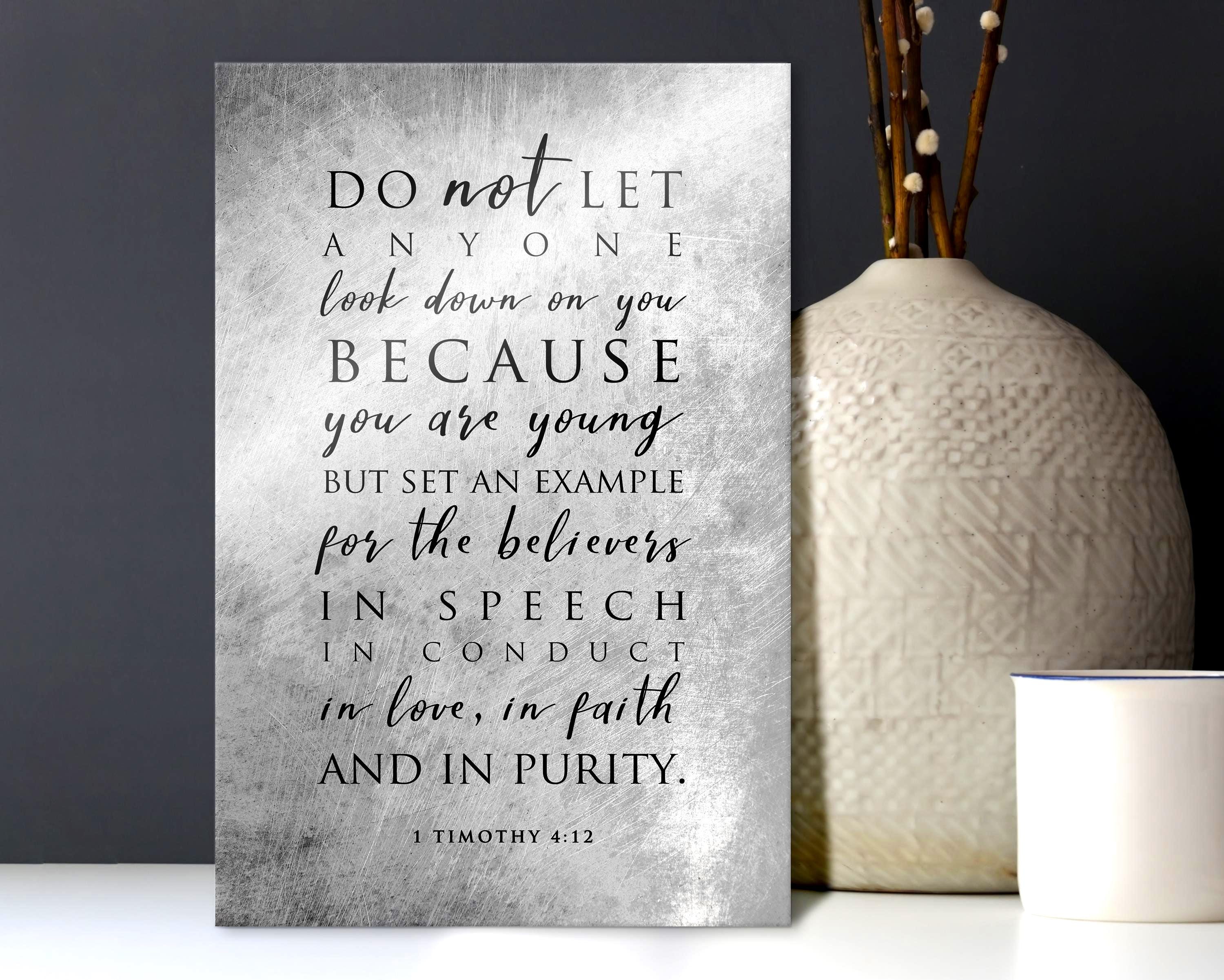 Personalized 1 Timothy 4:12 Metal Scripture Wall Art, Christian Gift - Etsy