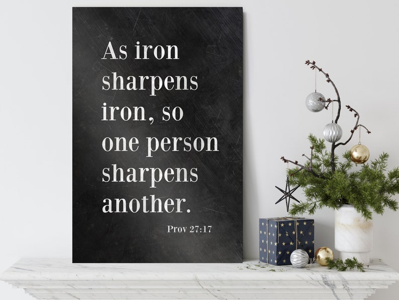 Proverbs 2717 as Iron Sharpens Iron Christian Bible Verse Etsy