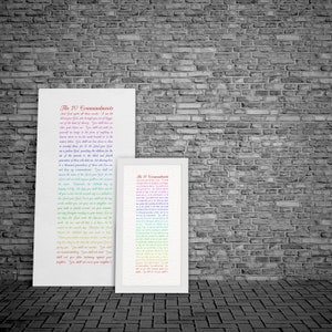 Kid&#39;s Large 10 Commandments Framed or Canvas, Playful Bible Verse Art, Colorful Christian wall decor, Childrens bible verse decor, Exodus 20