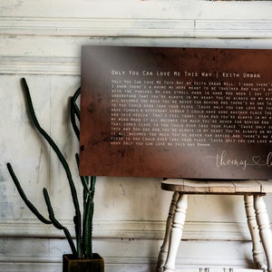 Contemporary Song Lyrics Wall Art, Song Art, Bronze Anniversary Gift, 8th Anniversary Gift Ideas for Him, Lyrics Art, 19 Year Anniversary