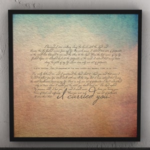 Footprints in the Sand, watercolor, Framed, footprints poem, ocean theme, gift, decor, christian, wall art, print, framed gifts, beach, deco