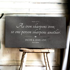 As Iron Sharpens Iron Family Name Sign, Christian Anniversary Gift, Womens gift, 6th wedding Anniversary Gift for wife, iron gifts for her