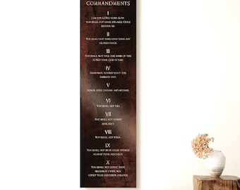 Die Zehn Gebote Bronze Schild: Religiöses Wanddekor, Geschenk für Ehemann, Vater