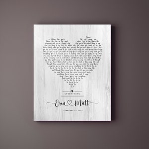 Song Lyric Sign, Song Lyric Gift, Anniversary Gift, 5th Anniversary Gift for wife, Song lyrics on Wood, Song Lyric Sign, Printed song lyrics