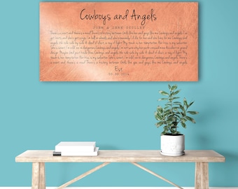 Song lyric Sign, Song on Copper, Gift for couple, Copper Anniversary, 7th Wedding Anniversary Gift, Song on Metal, First Dance Song Print