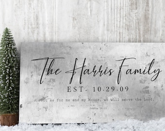 Metal Sign With Family Name, Gift for Husband, As for Me and My House, 10th Anniversary Gift, Custom Joshua 24:15, Tin Anniversary Gift,