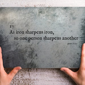 As Iron Sharpens Iron, Gift for Groomsmen, Gift for Him, Metal, Sign, Christian decor, Prov 27:17, Anniversary Gift, Iron Gift for husband