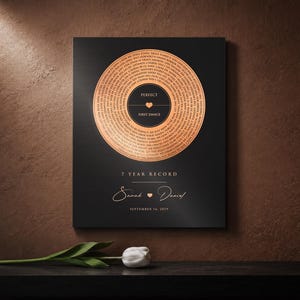 7th Anniversary Gift, Personalized Song Record, 7 Year Anniversary Gift, Copper Anniversary Gift, Gift for Him, 22nd Anniversary Gift