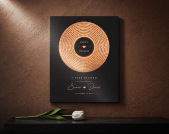 Regalo de 7º aniversario, disco de vinilo personalizado, regalo de 7º aniversario, regalo de aniversario de cobre, regalo para él, regalo de 22º aniversario