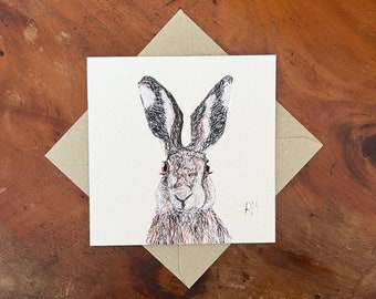 Hare Greetings Card - Wildlife Card - Eco Card - Birthday Card - British Wildlife - Hare Card - Hare Art