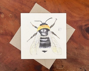 Cuckoo Gipsy Bee Greeting Card -Stitched Wildlife Card - Eco Card - Birthday Card - British Wildlife - Insect Artwork - Bee Happy - Bee Card