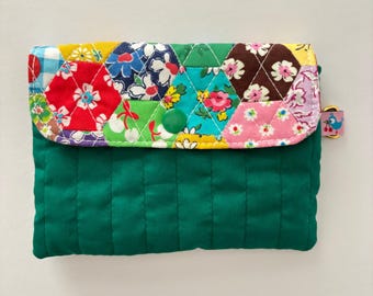 Monedero/bolsillo con cremallera de tela de algodón hecha a mano