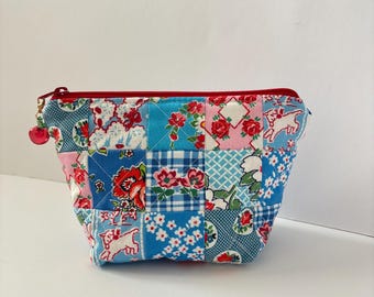 Algodón hecho a mano, tela Momnsons, acolchado, bolsa con cremallera