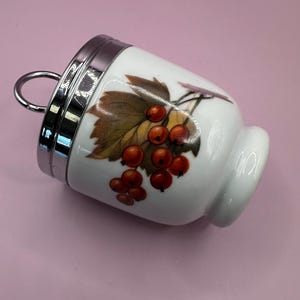 Vintage Royal Worcester Porcelain English Egg Coddler Berry Pattern