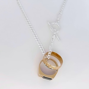 Sterling Silver Men Ring Holder Necklace. Unisex Ring holder Choose Loop Toggle  or Heart Toggle. CHOOSE chain