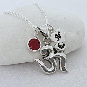 Personalized sterling silver Om Necklace. Sterling silver Om necklace, silver Yoga Om Pendant necklace. Choose chain