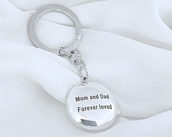Personalized Keychain for Men. Sterling silver Personalized Engraved Locket. Keychain Locket, Man Keychain. Choose Locket 22mm or 25 mm D.
