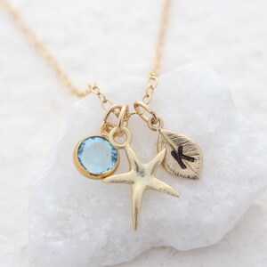 Gold starfish necklace, Gold Starfish pendant necklace, gold Beach party necklace, gold bridal beach gift, gold starfish bridesmaid necklace