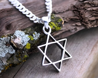Sterling Silver Star of David, Silver Shield of David necklace  Star of David Charm. choose chain
