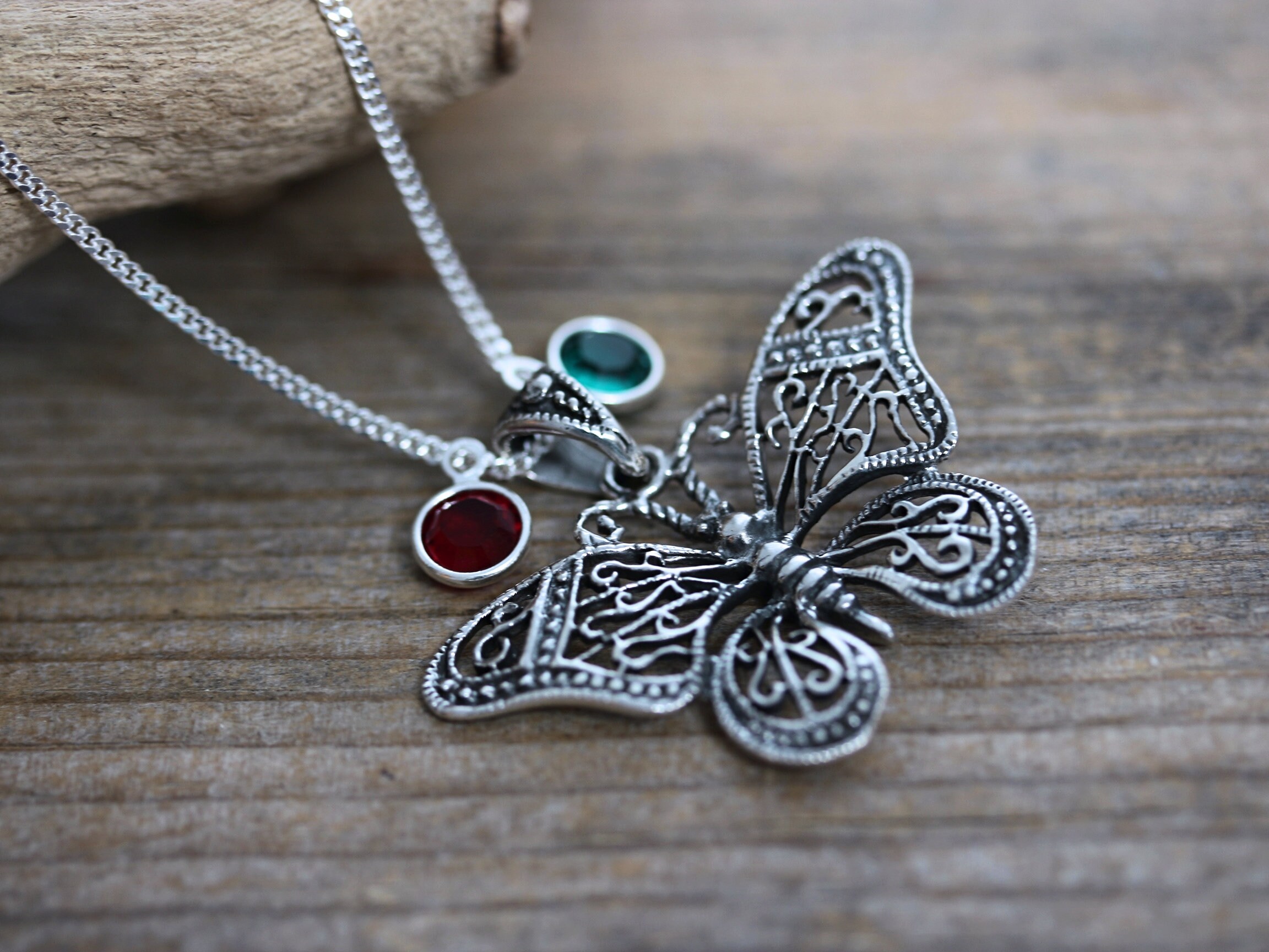 Personalized Sterling Silver Large Butterfly Necklace. Silver Etsy