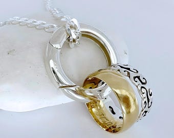 925 Sterling Silver Ring Holder Large Ring holder necklace, Mens Ring Holder. with Thick Chain or Thin Chain Options. UNISEX. 421#