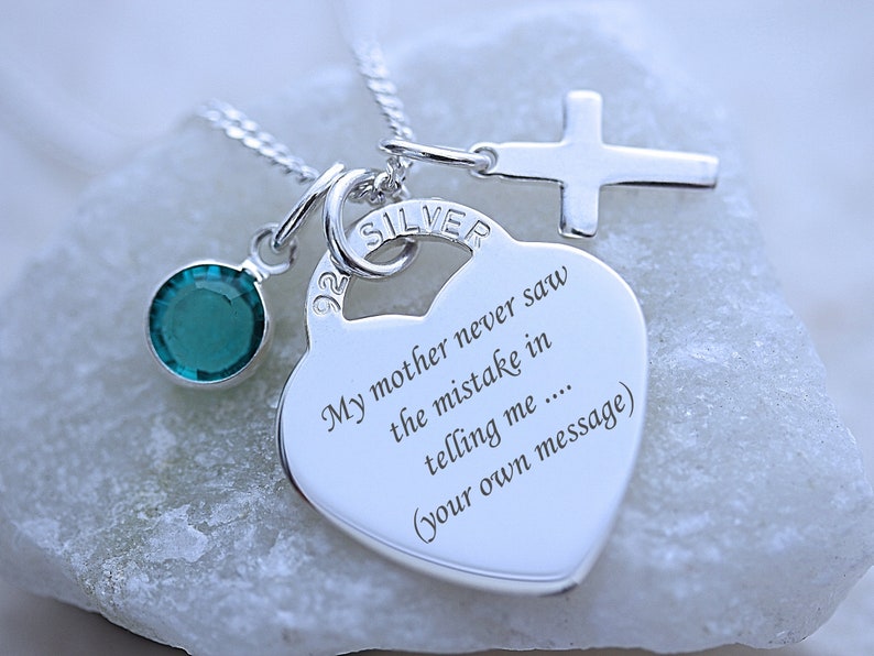 New grandma gift Custom Quote Heart Memorial engraving Choose chain. Custom Grandmothers Gift Sterling Silver Engraved Heart Necklace