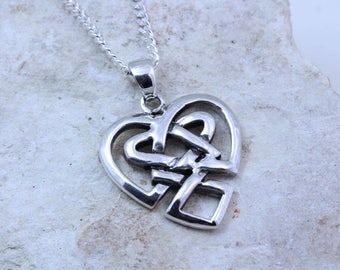 Sterling Silver Celtic Heart choose chain, Celtic knots heart Necklace, Celtic heart knots pendant, Celtic heart necklace, Irish Jewelry