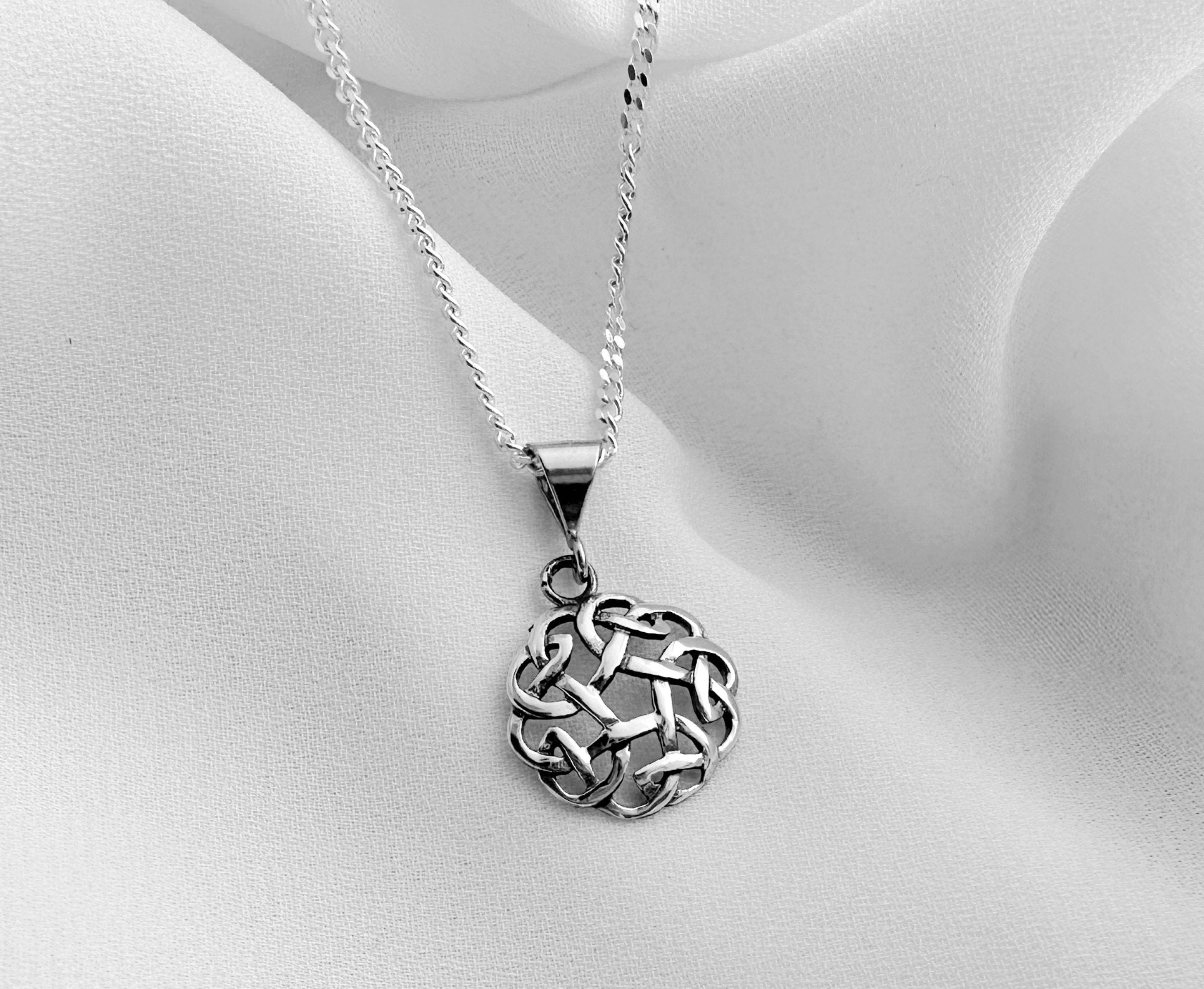 Small Sterling Silver Knot Necklace Choose Chain, Endless