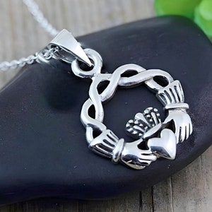 Sterling silver Claddagh necklace. Personalized charms no Included. Friendship loyalty symbolic Necklace, Sisters jewelry. Choose chain.