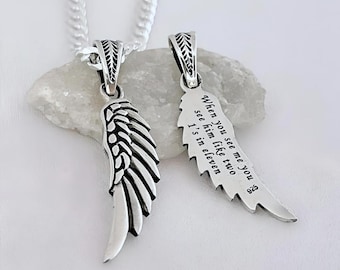 Customized Memorial Gift. Engraved Wing for men. 925 Sterling Silver wing necklace. Hypoallergenic, NO Lead, Pewter or Nickel. Choose Chain