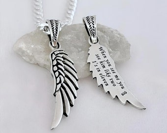 Customized Memorial Gift. Engraved Wing for men. 925 Sterling Silver wing necklace. Hypoallergenic, NO Lead, Pewter or Nickel. Choose Chain