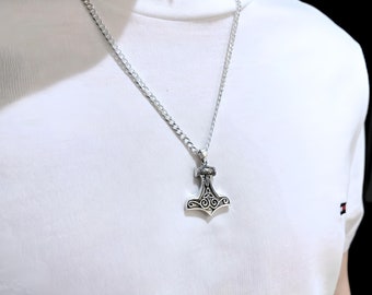 Choose Sterling silver Chain with Thor Hammer necklace, Celtic Men's necklace. Celtic Knot Thor hammer. Hammer Men women