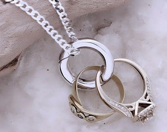 925 Sterling Silver Ring holder necklace unisex ring Keeper pendant ring holder Doctors, nurse gift. Select chain thick men Thin Women. 442