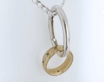925 Sterling Silver Ring Holder Oval Ring holder necklace. Size 28x15mm. ring keeper. Thick Chain for Men & Thin Chain for Women 154