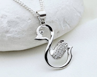 928 Sterling silver duck necklace, silver duckling necklace, Choose your chain