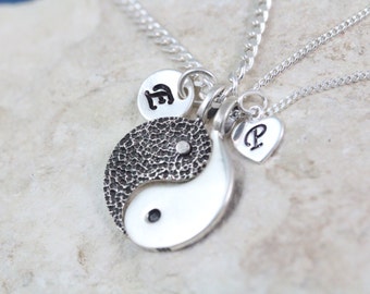 sterling silver yin yang couple necklace, couple necklaces, silver yin yang pendant, matching puzzle pendant, Choose chain, couples jewelry