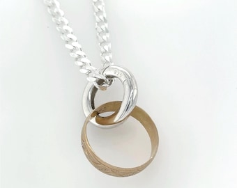 925 Sterling Silver Unisex Ring Holder Necklace RING Holder Keeper. Select Men Thick Chain Women Thinner Chain. Ref:442
