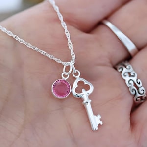 925 Sterling silver Key Necklace, Choose One Charm with Silver Skeleton key necklace. Choose chain