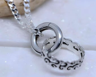 Sterling Silver Small Ring Holder Necklace Ring Holder Necklace Silver Ring keepsake Necklace. Select Chain. 444